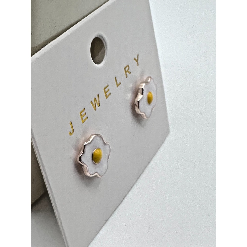 Earrings‎ Fried Egg Silver Plated - Picture 2 of 2